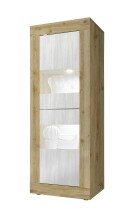 Vitrine >Belinda< in Eiche Cadiz / Weiss - 61x162x43cm (BxHxT)