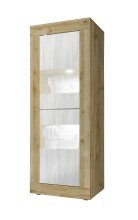 Vitrine >Belinda< in Eiche Cadiz / Weiss - 61x162x43cm (BxHxT)