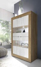 Vitrine >Belinda< in Mercure Holzstruktur / Weiss -...