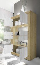 Vitrine >Belinda< in Eiche Cadiz / Weiss - 102x162x43cm (BxHxT)