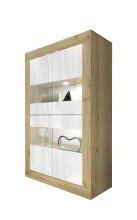 Vitrine >Belinda< in Eiche Cadiz / Weiss - 102x162x43cm (BxHxT)