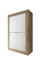 Highboard >Belinda< in Mercure Holzstruktur / Weiss - 102x162x43cm (BxHxT)