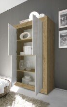 Highboard >Belinda< in Eiche Cadiz / Weiss - 102x162x43cm (BxHxT)