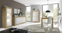 Highboard >Belinda< in Eiche Cadiz / Weiss - 102x162x43cm (BxHxT)