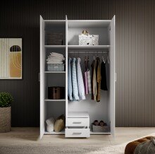 Kleiderschrank >Paul< in Weiß - 120x195x55cm (BxHxT)