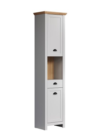 Hochschrank >Landside< in Lichtgrau Melamin - 46x191x33 (BxHxT)