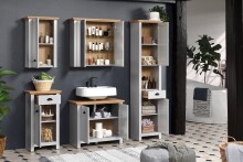 Hochschrank >Landside< in Lichtgrau Melamin - 46x191x33 (BxHxT)