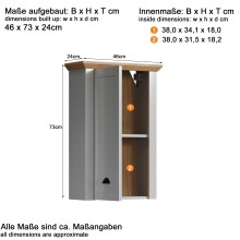 Wandhängeschrank >Landside< in Lichtgrau Melamin - 46x73x24 (BxHxT)