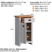 Kommode >Landside< in Lichtgrau Melamin - 46x84x33 (BxHxT)