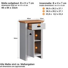 Kommode >Landside< in Lichtgrau Melamin - 46x84x33 (BxHxT)