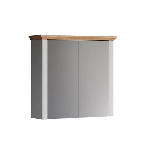 Badezimmerspiegelschrank >Landside< in Lichtgrau Melamin - 78x73x24 (BxHxT)