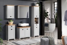 Badezimmerspiegelschrank >Landside< in Lichtgrau Melamin - 78x73x24 (BxHxT)