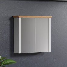 Badezimmerspiegelschrank >Landside< in Lichtgrau Melamin - 78x73x24 (BxHxT)