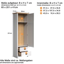Garderoben-Set >Landside< in Lichtgrau Melamin - 267x201x41 (BxHxT)