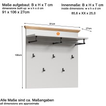 Garderoben-Set >Landside< in Lichtgrau Melamin - 267x201x41 (BxHxT)