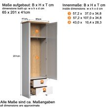 Garderoben-Set >Landside< in Lichtgrau Melamin - 267x201x41 (BxHxT)