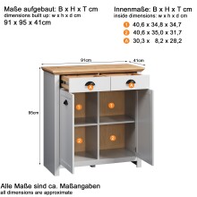Garderoben-Set >Landside< in Lichtgrau Melamin - 267x201x41 (BxHxT)