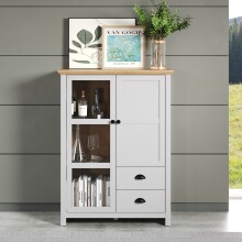 Highboard >Landside< in Lichtgrau Melamin - 97x130x41 (BxHxT)