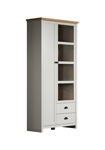 Vitrine >Landside< in Lichtgrau Melamin - 97x201x41 (BxHxT)