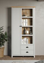 Vitrine >Landside< in Lichtgrau Melamin - 97x201x41 (BxHxT)