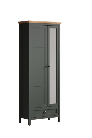 Garderobenschrank >Stanton< in Tannengrün / Eiche - 77x198x39cm (BxHxT)