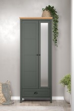 Garderobenschrank >Stanton< in Tannengrün / Eiche - 77x198x39cm (BxHxT)