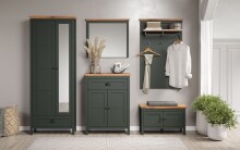 Garderobenschrank >Stanton< in Tannengrün / Eiche - 77x198x39cm (BxHxT)