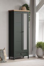 Garderobenschrank >Stanton< in Tannengrün / Eiche - 77x198x39cm (BxHxT)