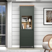 Vitrine >Stanton< in Tannengrün / Eiche - 69x198x39cm (BxHxT)