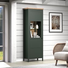 Vitrine >Stanton< in Tannengrün / Eiche - 69x198x39cm (BxHxT)