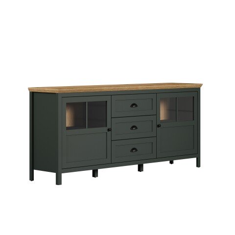 Kommode >Stanton< in Tannengrün / Eiche - 184x86x45cm (BxHxT)