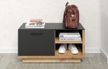 Bank >Synnax< in Anthrazit Melamin/Coast Evoke Eiche Nachbildung