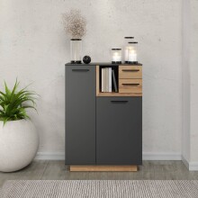 Kommode >Synnax< in Anthrazit Melamin/Coast Evoke Eiche Nachbildung