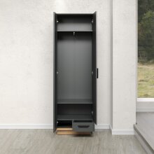 Garderobenschrank >Synnax< in Anthrazit Melamin/Coast Evoke Eiche Nachbildung