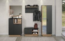 Garderobenschrank >Synnax< in Anthrazit Melamin/Coast Evoke Eiche Nachbildung