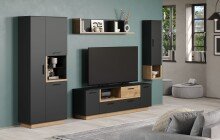 Hängeschrank >Synnax< in Anthrazit Melamin/Coast Evoke Eiche Nachbildung