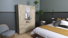 Kleiderschrank >Ready2< in Eiche aus Holzwerkstoff - 134x192x51cm (BxHxT)