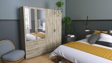 Kleiderschrank >Ready2< in Eiche aus Holzwerkstoff - 178x192x51cm (BxHxT)