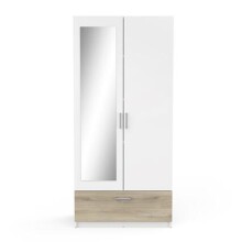 Kleiderschrank >Ready2< in Eiche/weiss aus Holzwerkstoff - 89x192x51cm (BxHxT)