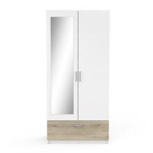 Kleiderschrank >Ready2< in Eiche/weiss aus Holzwerkstoff - 89x192x51cm (BxHxT)