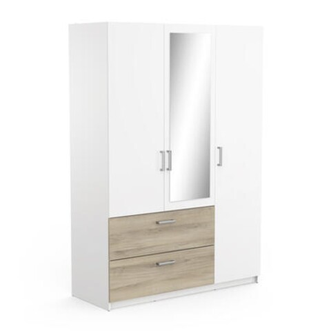 Kleiderschrank >Ready2< in Eiche/weiss aus Holzwerkstoff - 134x192x51cm (BxHxT)