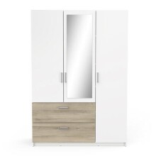Kleiderschrank >Ready2< in Eiche/weiss aus Holzwerkstoff - 134x192x51cm (BxHxT)