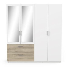 Kleiderschrank >Ready2< in Eiche/weiss aus Holzwerkstoff - 178x192x51cm (BxHxT)