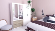 Kleiderschrank >Ready2< in Eiche/weiss aus Holzwerkstoff - 178x192x51cm (BxHxT)