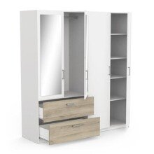 Kleiderschrank >Ready2< in Eiche/weiss aus Holzwerkstoff - 178x192x51cm (BxHxT)