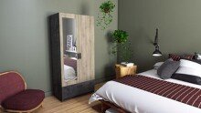 Kleiderschrank >Ready2< in Eiche/sidewalk aus Holzwerkstoff - 89x192x51 (BxHxT)