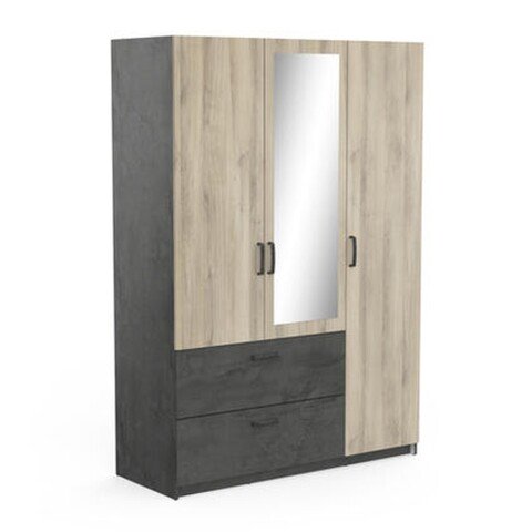 Kleiderschrank >Ready2< in Eiche/sidewalk aus Holzwerkstoff - 134x192x51 (BxHxT)