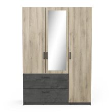 Kleiderschrank >Ready2< in Eiche/sidewalk aus Holzwerkstoff - 134x192x51 (BxHxT)