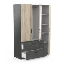 Kleiderschrank >Ready2< in Eiche/sidewalk aus Holzwerkstoff - 134x192x51 (BxHxT)