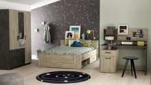 Kleiderschrank >Ready2< in Eiche/sidewalk aus Holzwerkstoff - 134x192x51 (BxHxT)